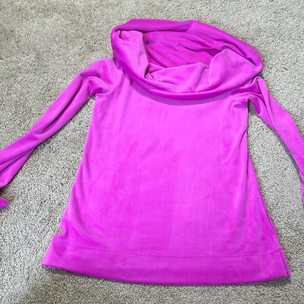 Lilly Pulitzer Belinda Velour Off The Shoulder Sweater Pink XXS NWT
